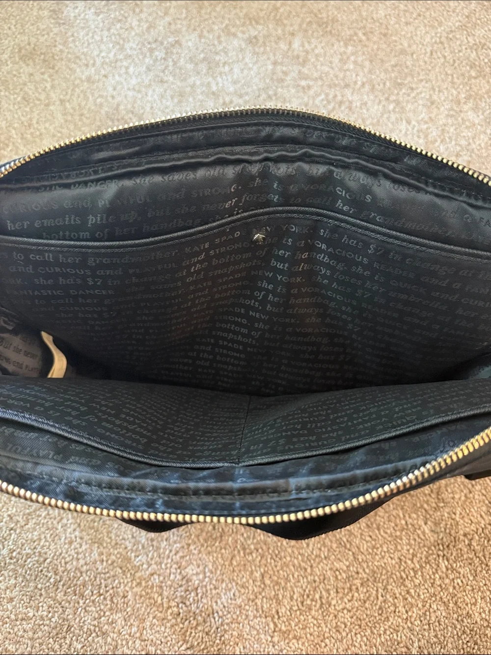 kate spade black nylon laptop tote with shoulder strap